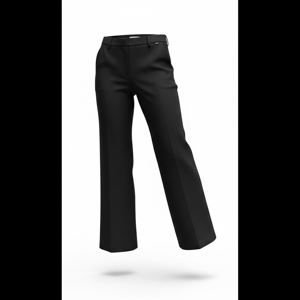 Camomilla Italian Made Black Flowy Straight-Leg Trousers Size 8